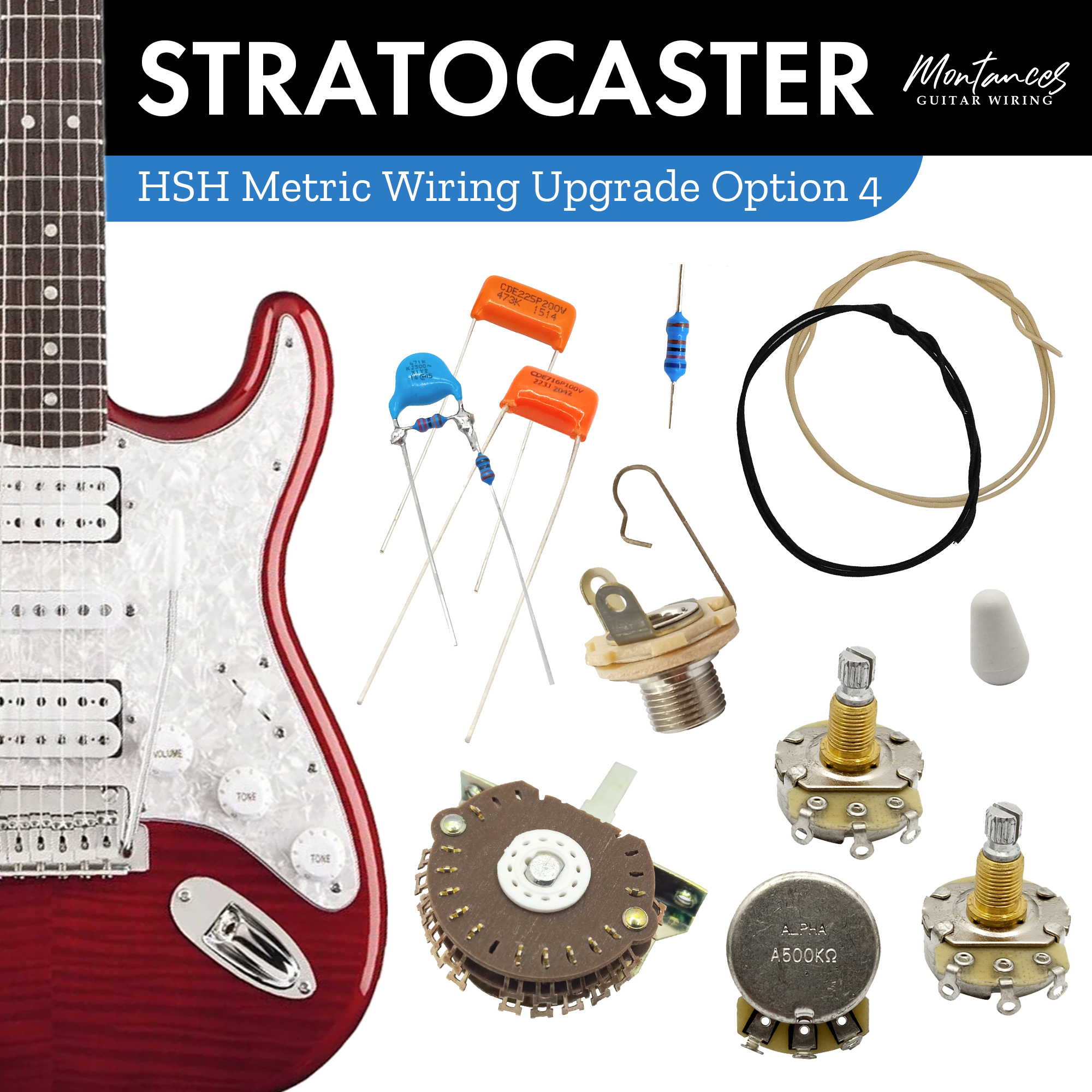 Strat HSH Guitar Wiring Kit (Metric Size)