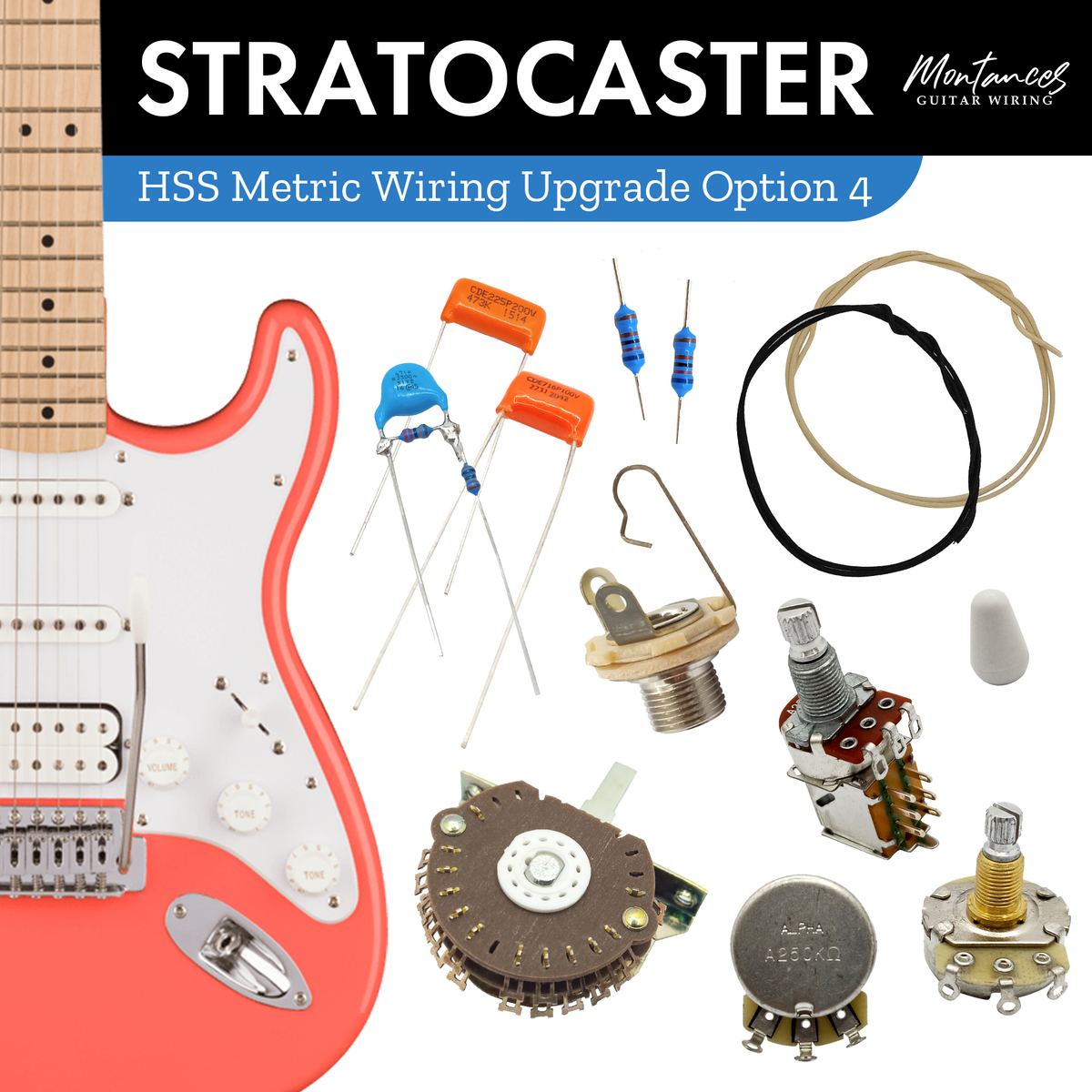 Strat HSS Guitar Wiring Kit (Metric Size)