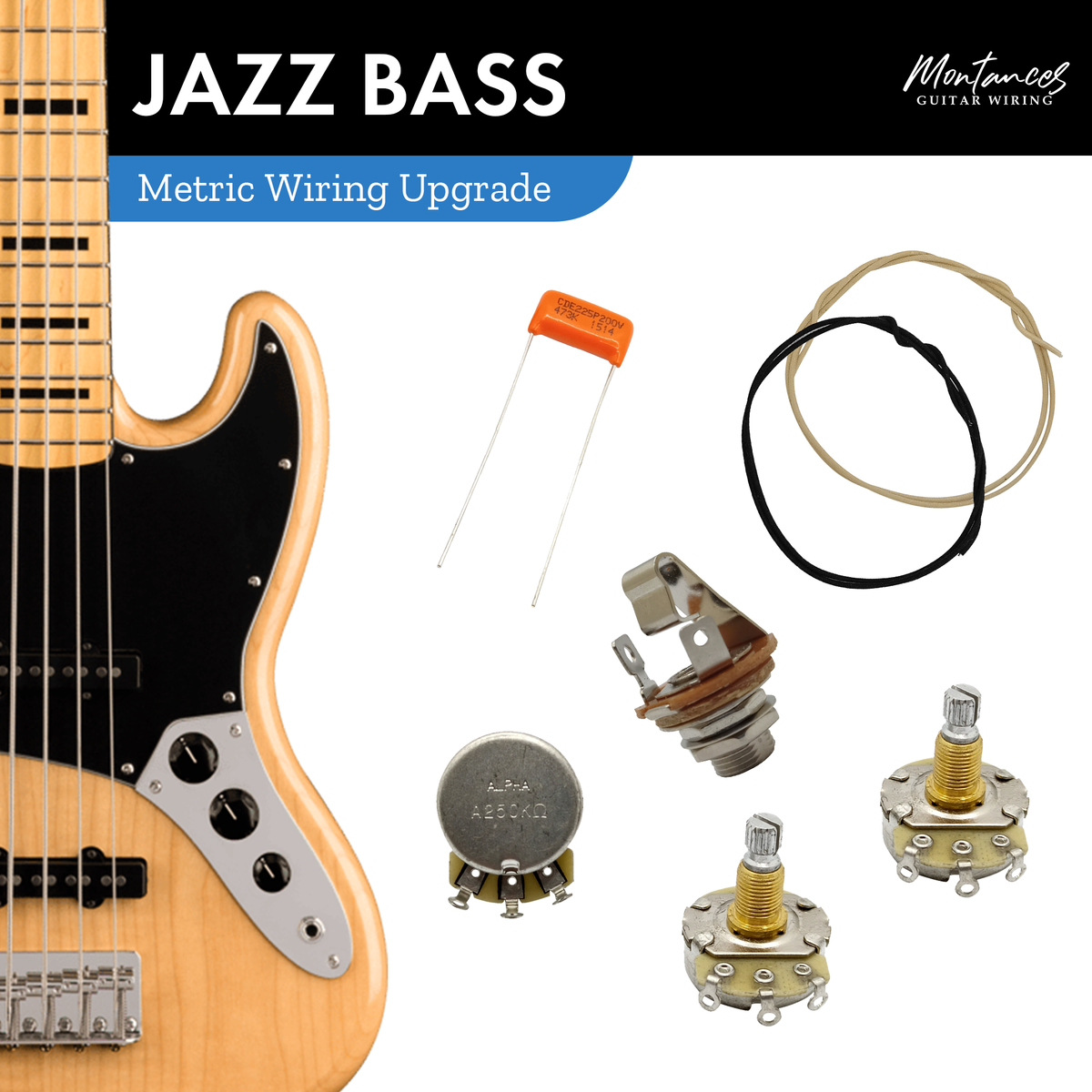 Jazz Bass Wiring Kit (Metric Size)