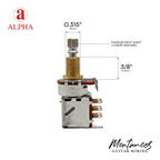 Alpha Metric ⅜” Standard Length Push-Push Potentiometer (Split Shaft)