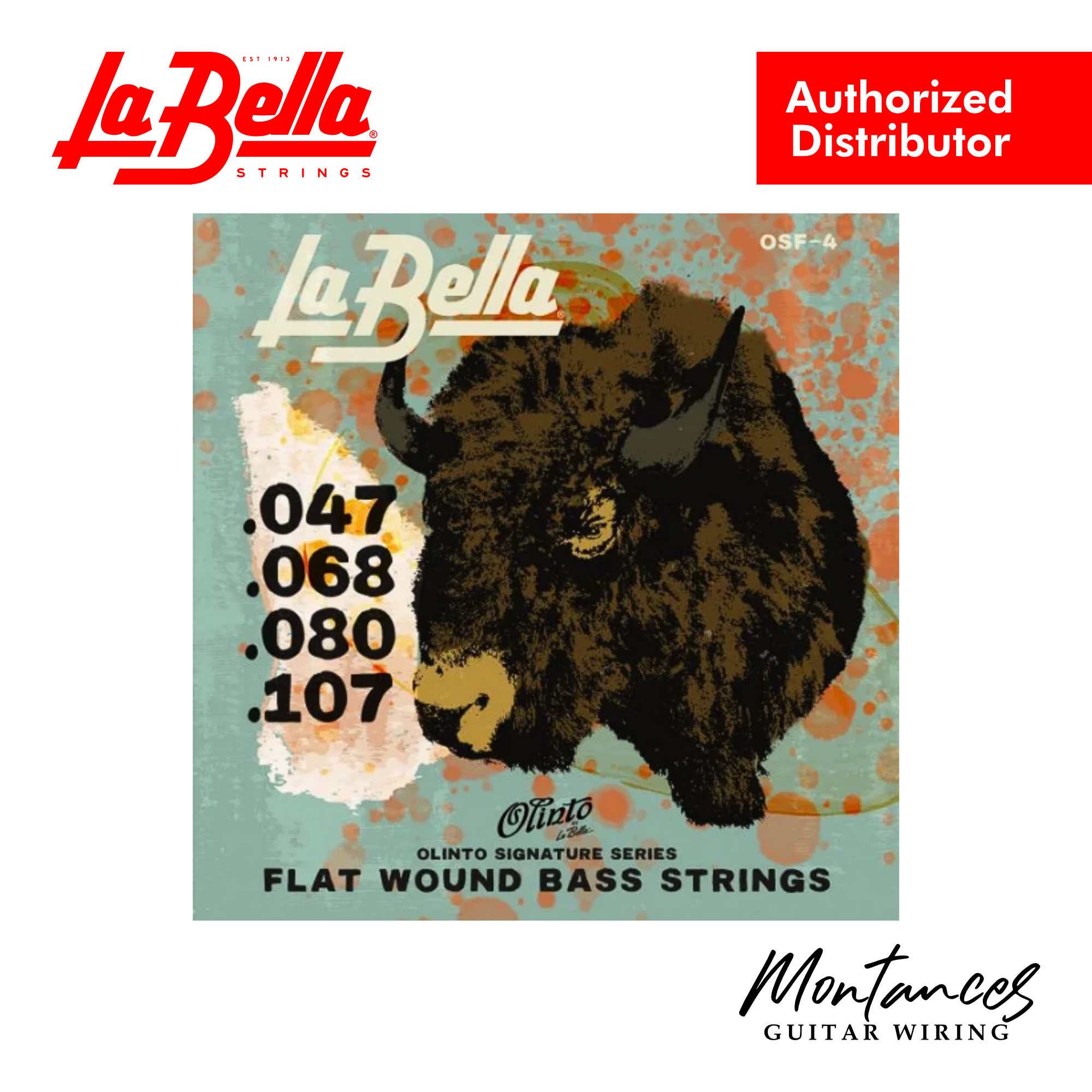La Bella OSF-4 Olinto Flats | 4-String Bass String Set | 47-107 Standard | Articulate Flatwound