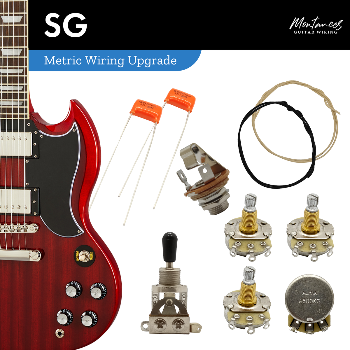 SG Style Guitar Wiring Kit (Metric Size)