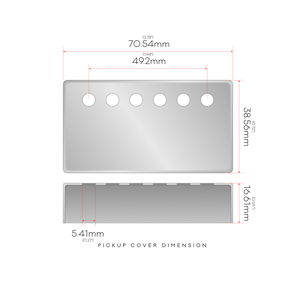P.A.F. German Nickel Silver Humbucker Pickup Cover 49.2mm (Made in USA)