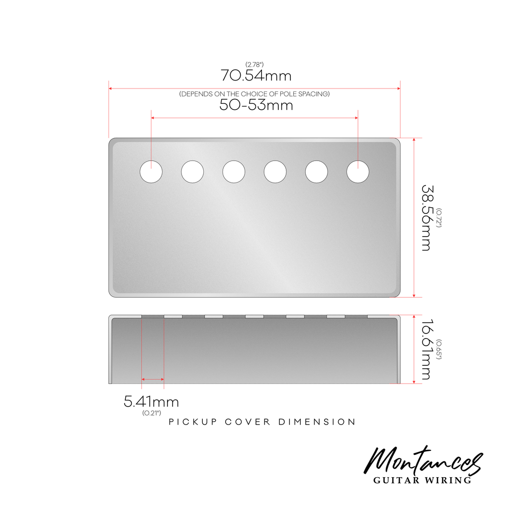 German Nickel Silver Humbucker Pickup Cover 50-53mm (Made in USA)