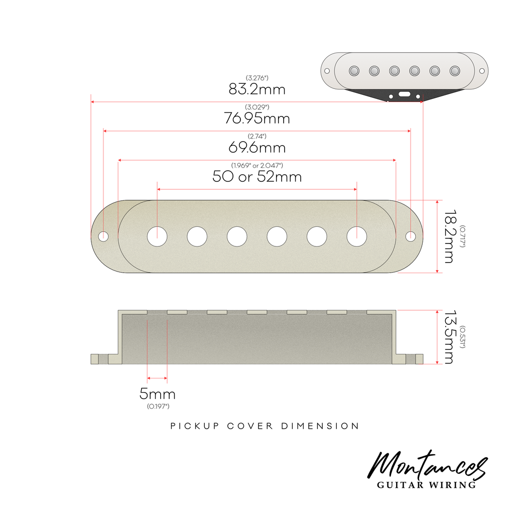 Stratocaster Single-Coil Pickup Cover (52mm Spacing)
