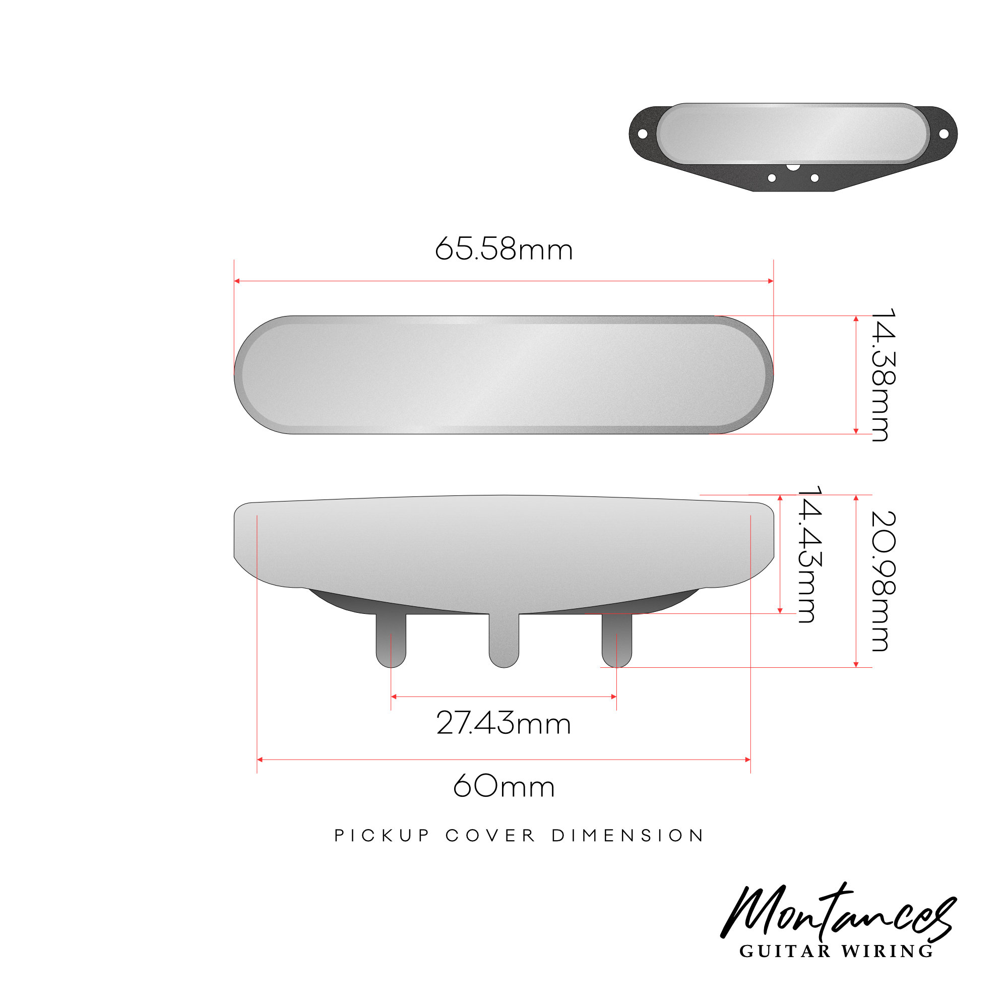 Nickel Silver Telecaster Neck Pickup Cover