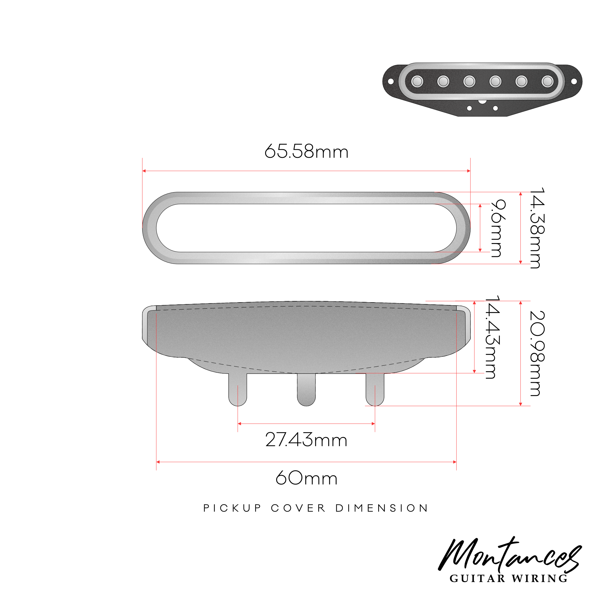 Nickel Silver Telecaster Neck Pickup Cover