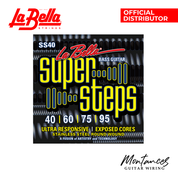 La Bella SS40 Super Steps | Stainless Steel Exposed Core | 40-95 | 4-String Long Scale Strings