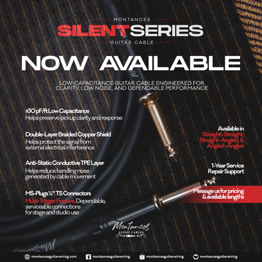 Montances Silent Series Guitar Instrument Cable | Mute Feature | Low Capacitance | MS Plugs