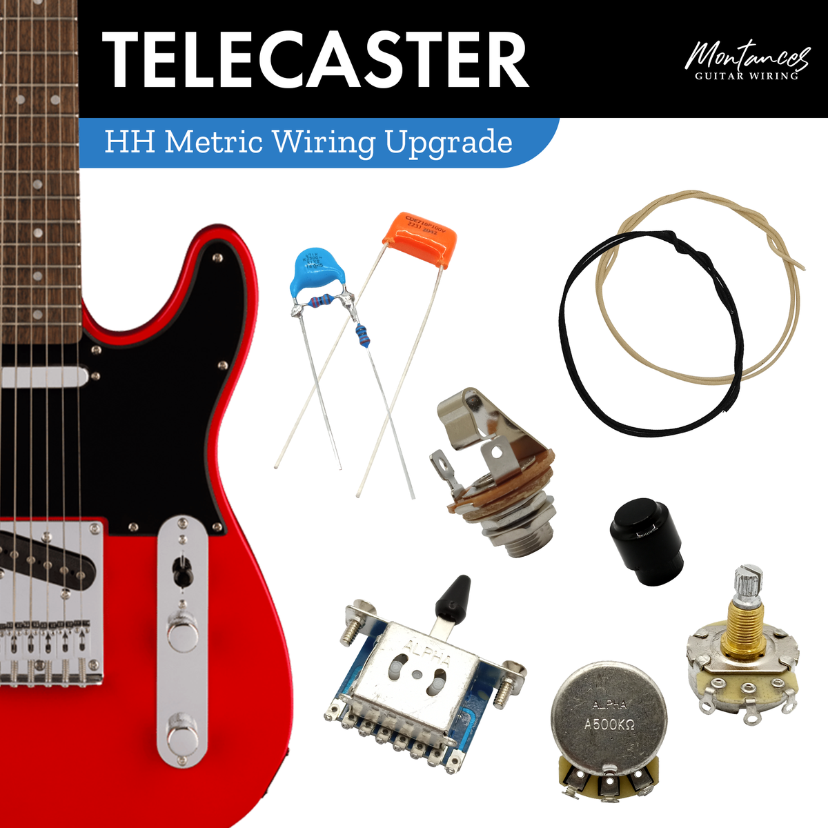 Tele Guitar Wiring Kit HH (Metric Size)