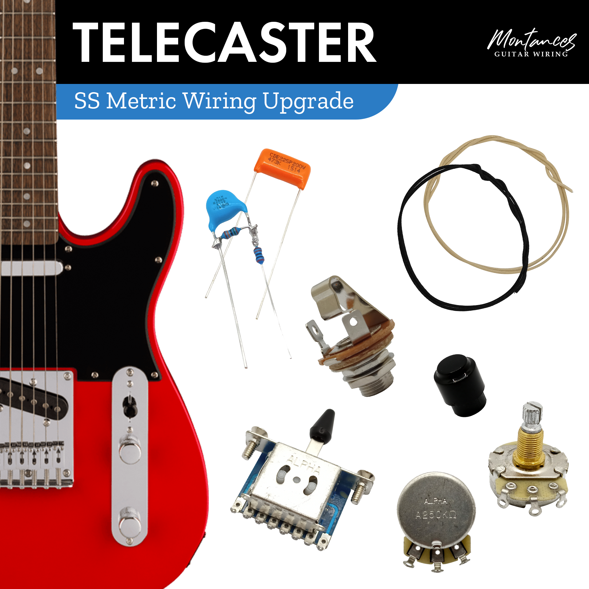 Tele Guitar Wiring Kit SS (Metric Size)
