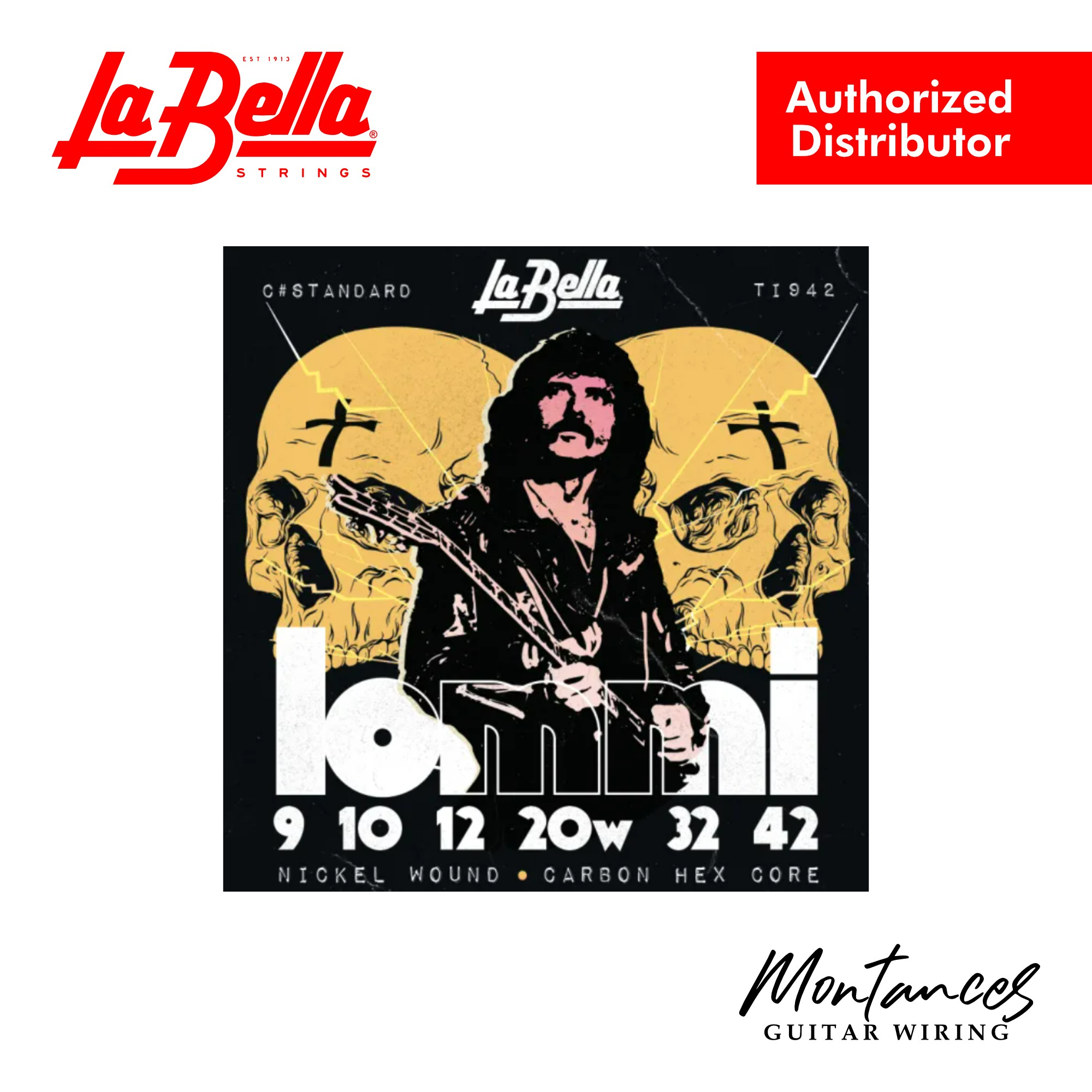 La Bella Tony Iommi Signature Electric Guitar Strings | D# Tuning 8-32 | C# Tuning 9-42 | Made in USA