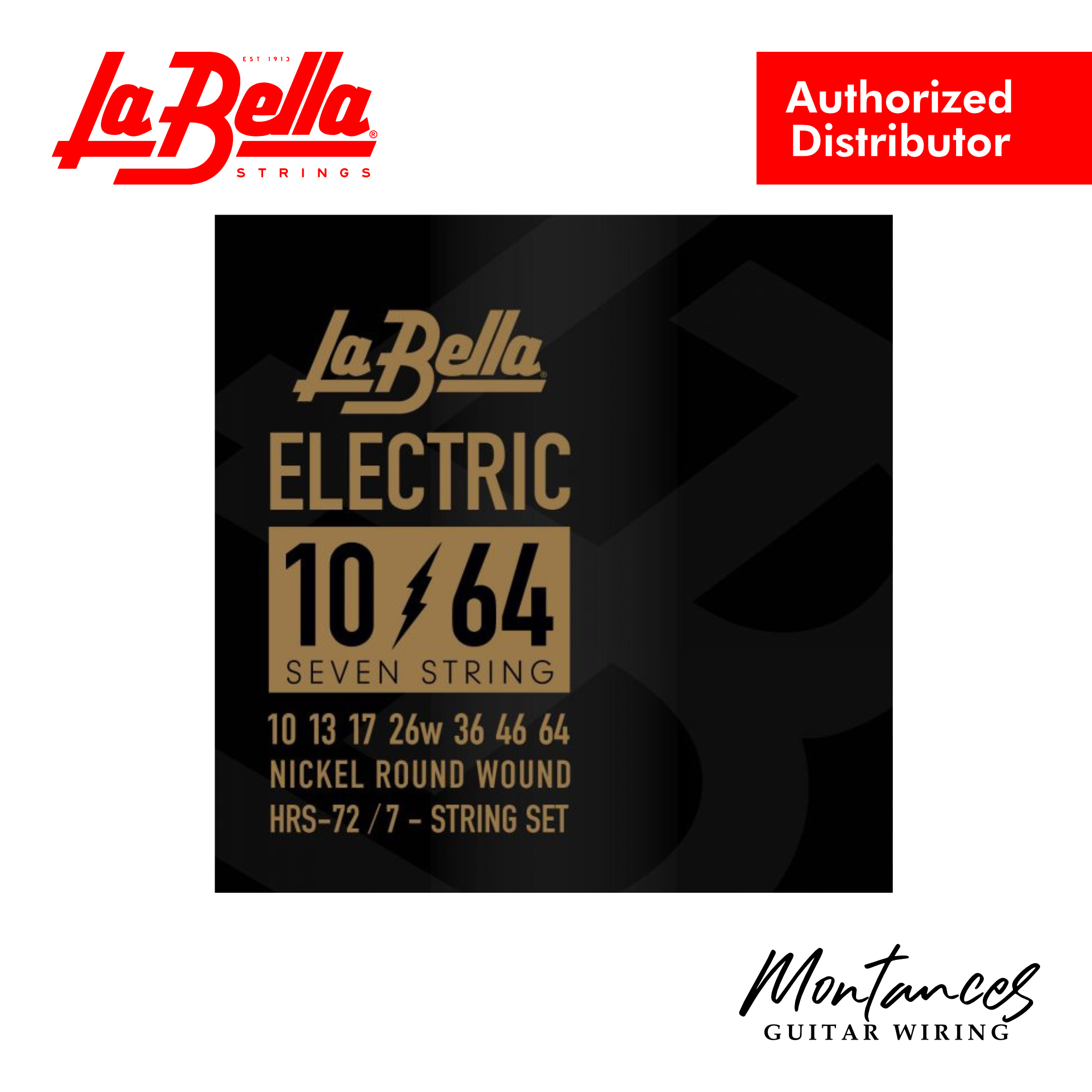 La Bella® HRS-72 Nickel Rounds – 7-String 10-64 Electric Guitar Strings