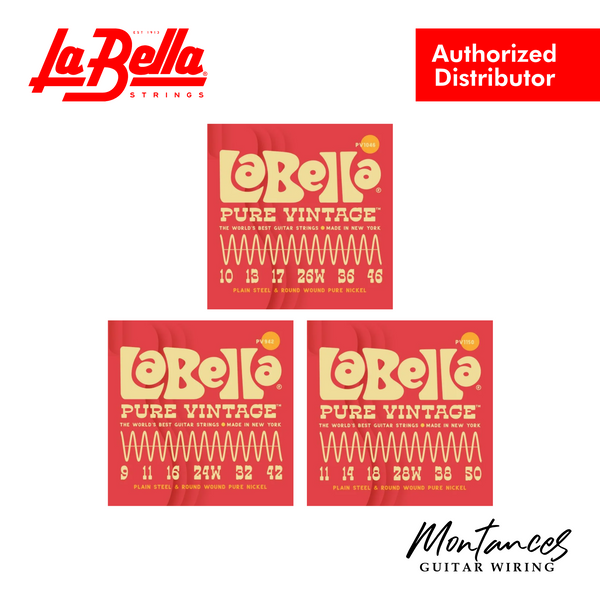 La Bella Pure Vintage Electric Guitar Strings	| Pure Vintage 9-42 Light | Pure Vintage 10-46 Regular | Pure Vintage 11-50 Blues Light | Made in USA