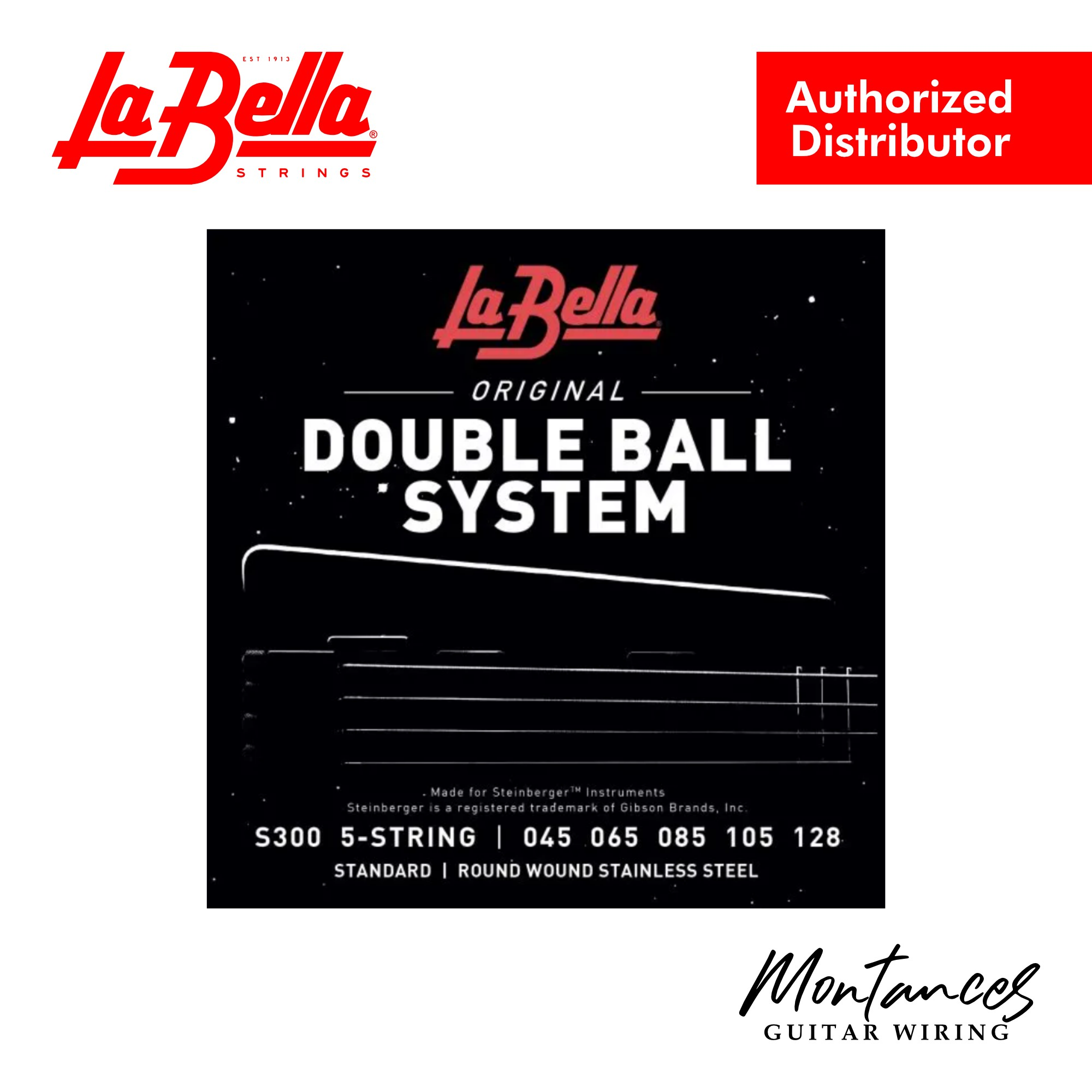 La Bella S300 Double Ball | 5-String Bass String Set | 45-128 Long Scale | Stainless Roundwound