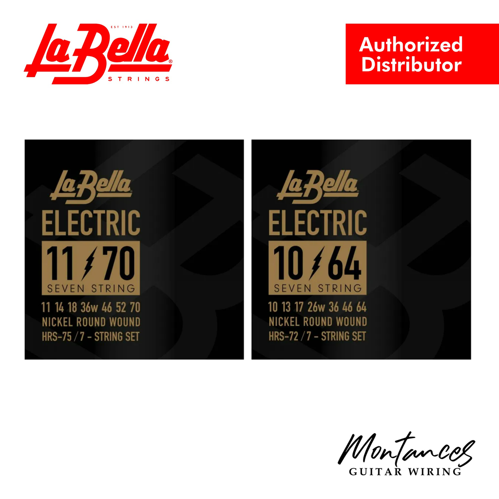 La Bella HRS Nickel Rounds | 7-String Electric Guitar String Set | 10-64 or 11-70 | Drop-Tuning