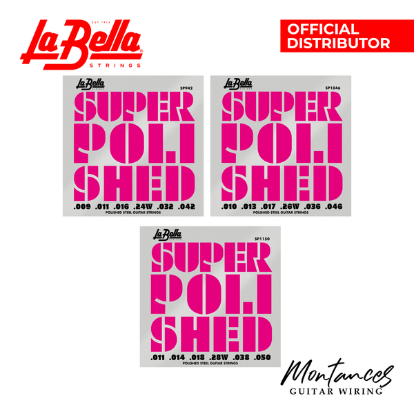 La Bella Super Polished Electrics | Polished Stainless Steel Roundwound | 9-42 to 11-50 | Electric Guitar String Set