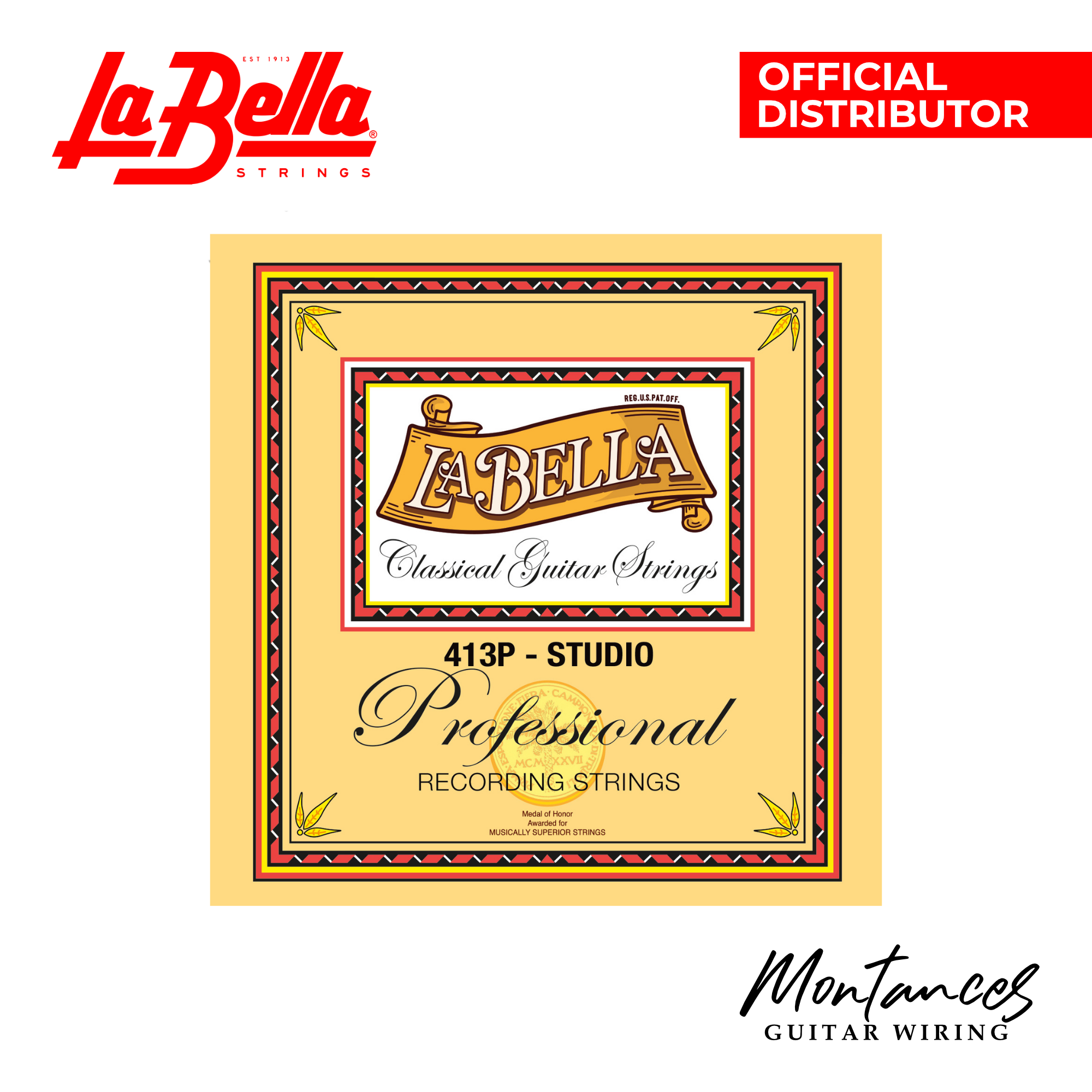 La Bella 413P Professional Studio | Polished Golden Alloy | Medium Tension | Classical Guitar String Set