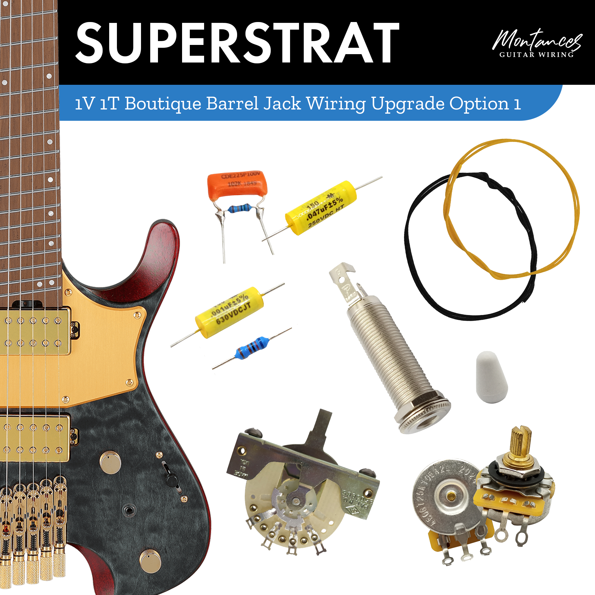 1 Volume 1 Tone Guitar Wiring Kit (Boutique Set)