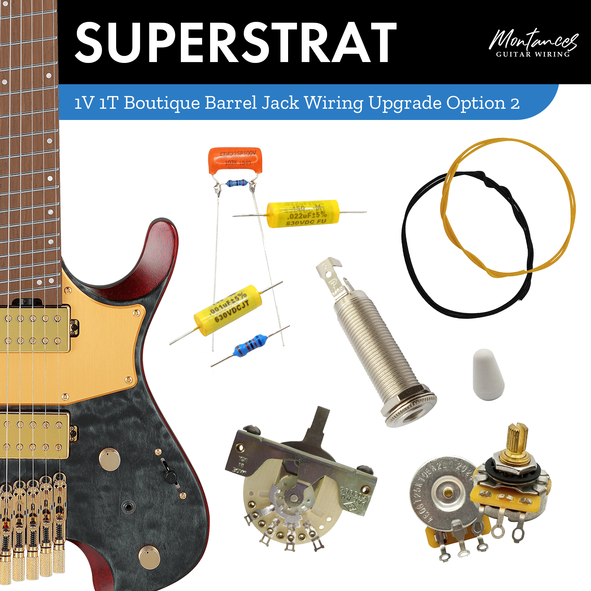 1 Volume 1 Tone Guitar Wiring Kit (Boutique Set)