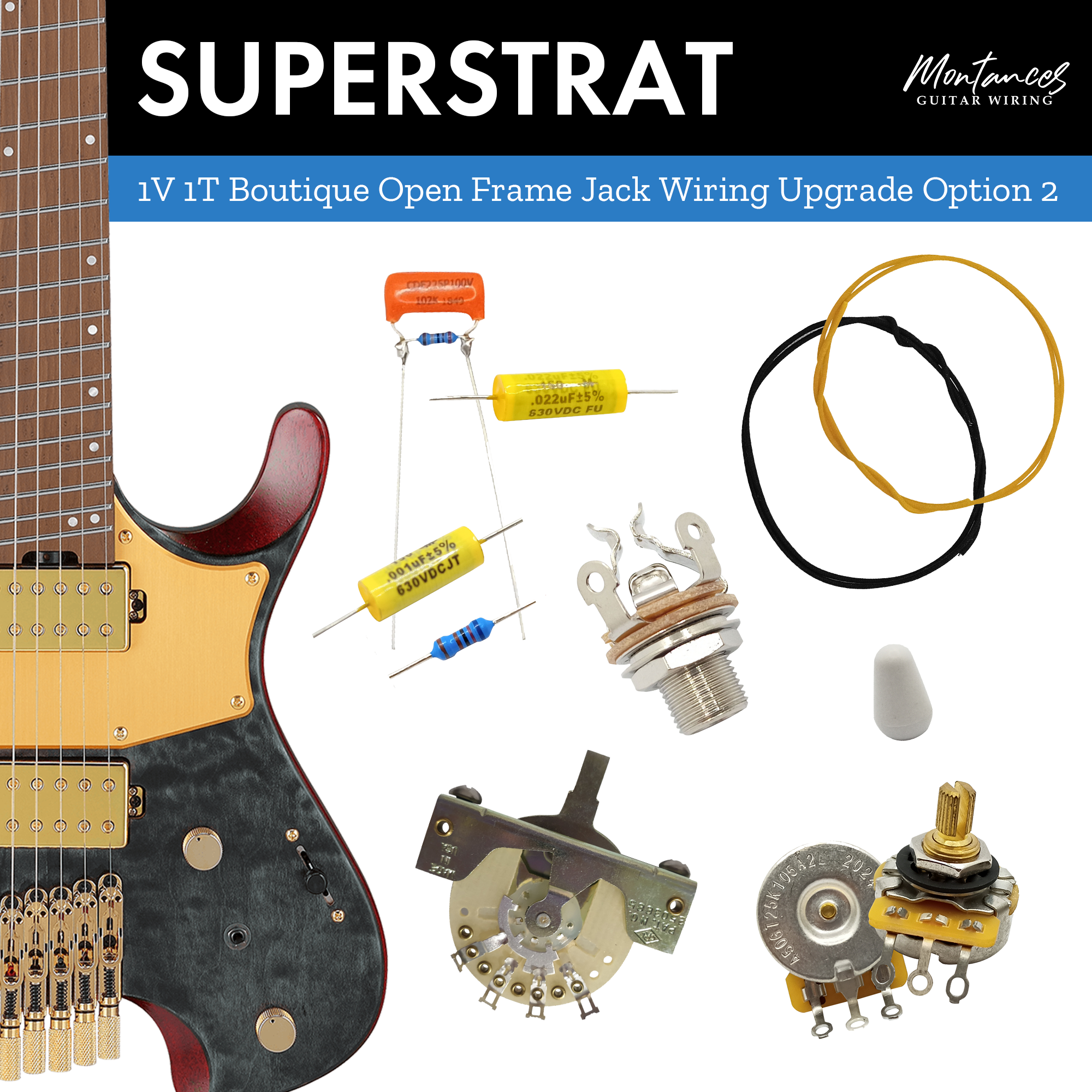 1 Volume 1 Tone Guitar Wiring Kit (Boutique Set)
