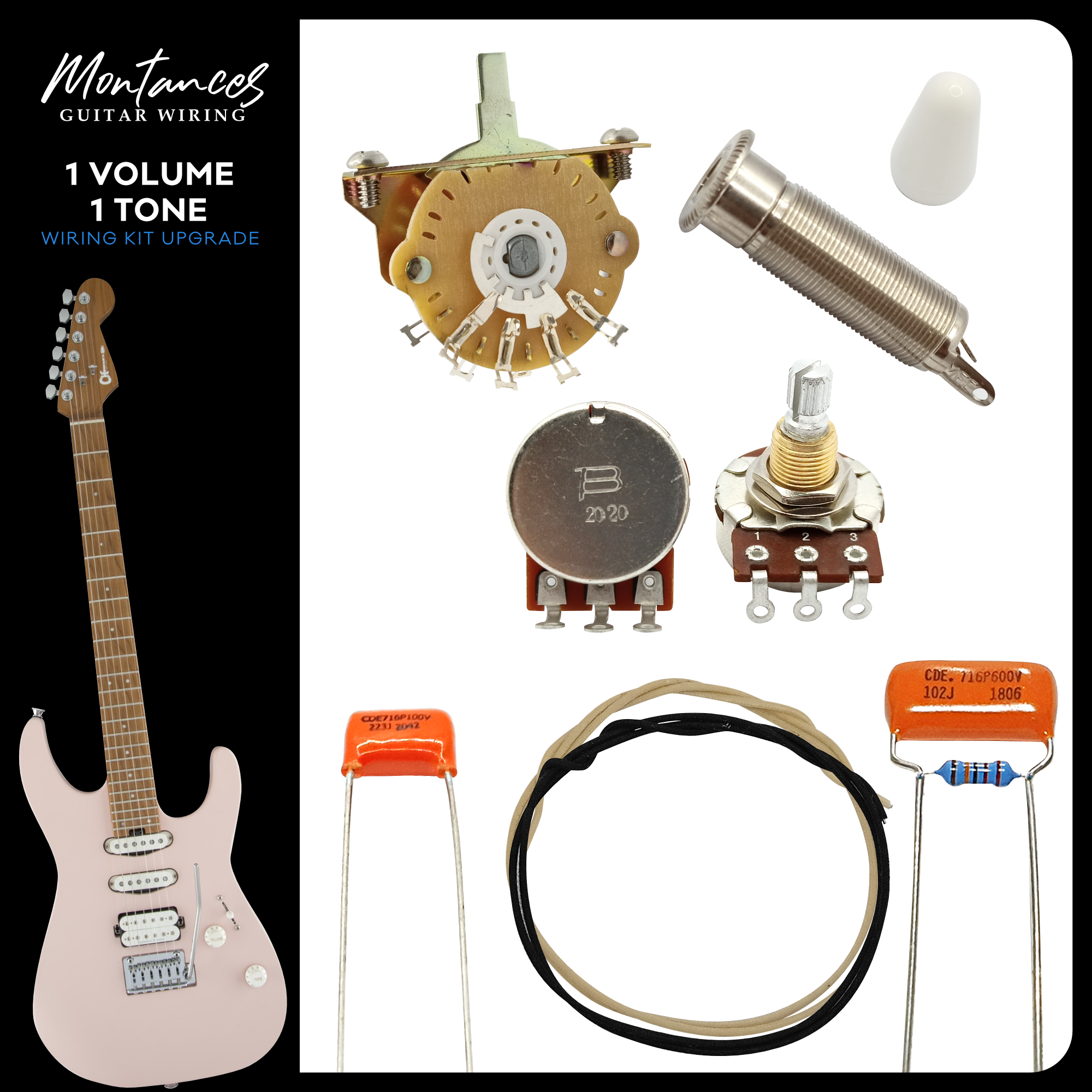 1 Volume 1 Tone Guitar Wiring Kit (US Size)