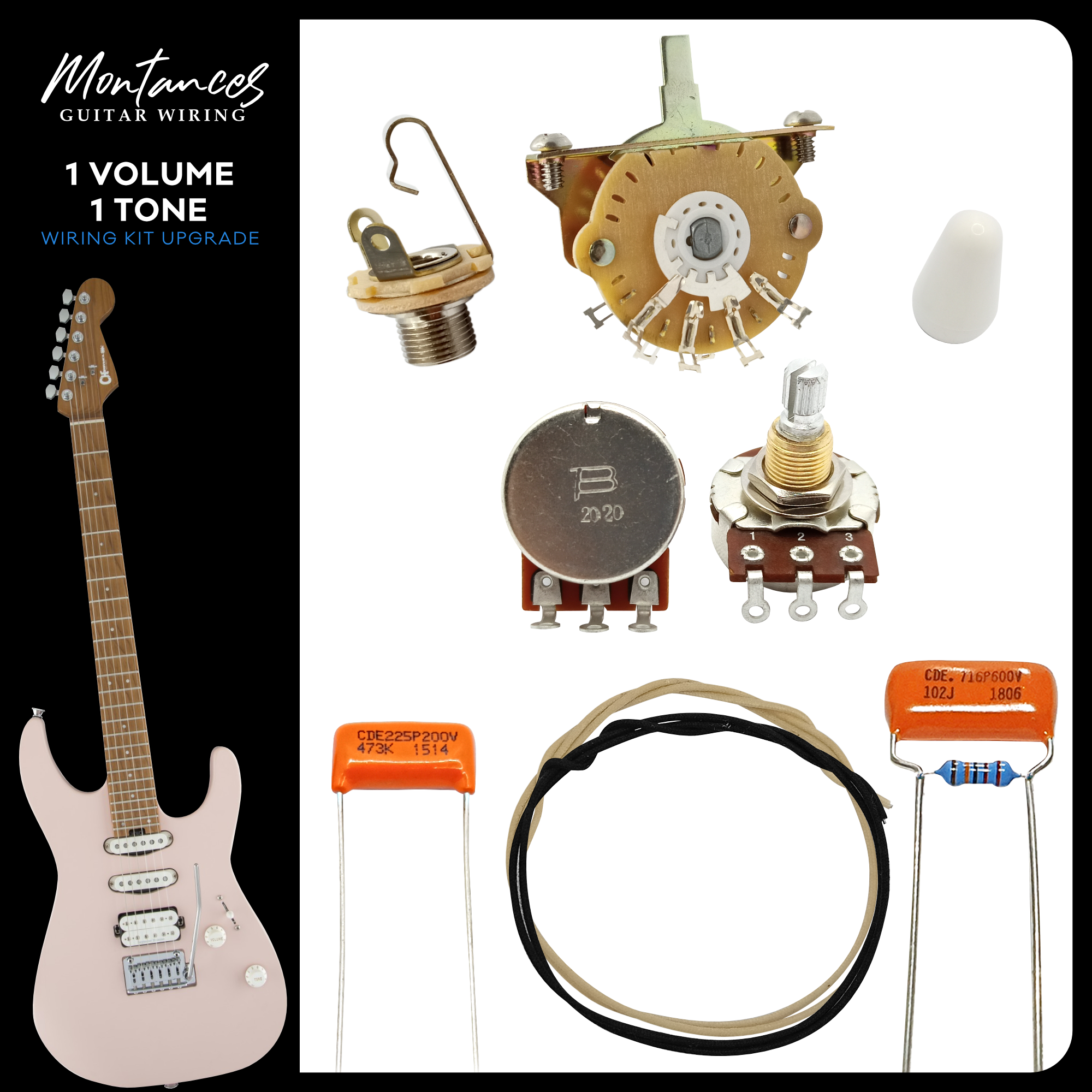 1 Volume 1 Tone Guitar Wiring Kit (US Size)