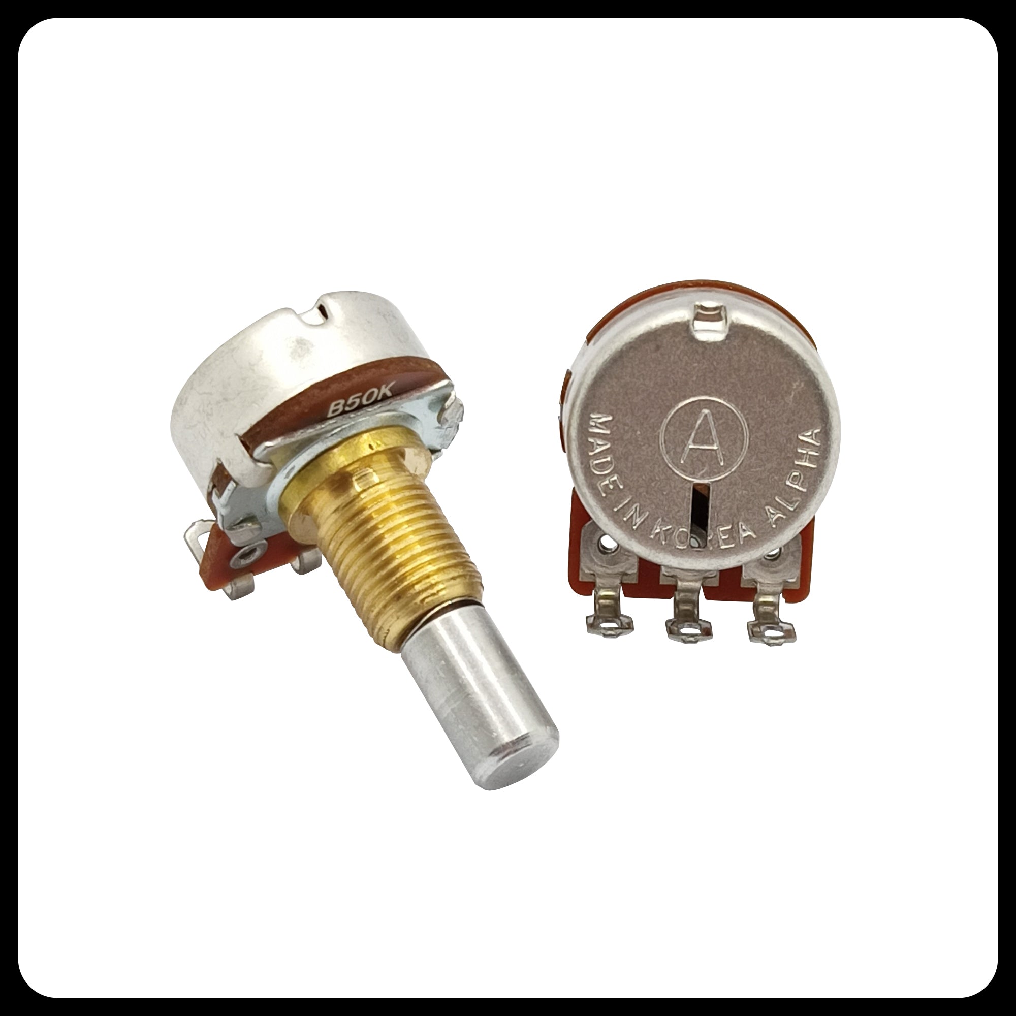 Alpha® Metric ⅜” Standard Length Potentiometer with Center Click (Solid Shaft)