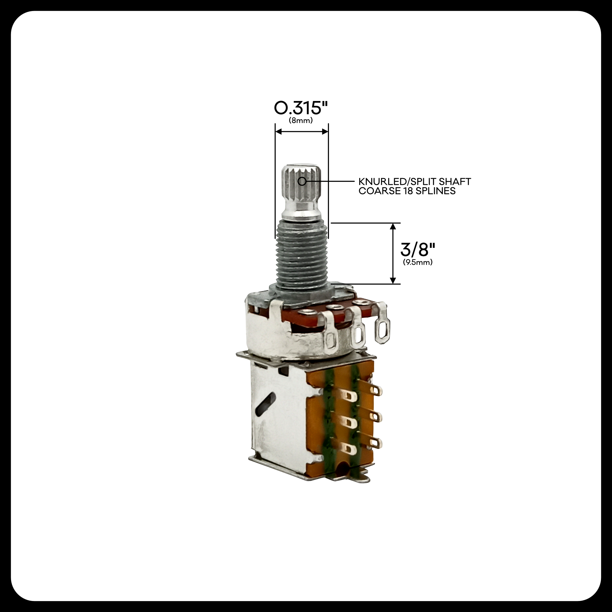 Alpha® Metric ⅜” Standard Length Push-Pull Potentiometer (Split Shaft)