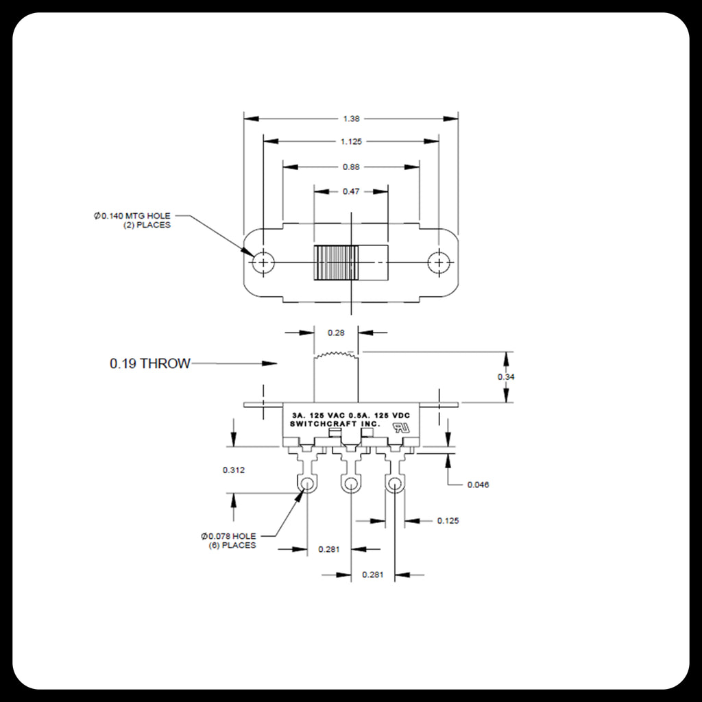 Switchcraft Slide Switch for Mustang, Duosonic, Jazzmaster, Jaguar ...