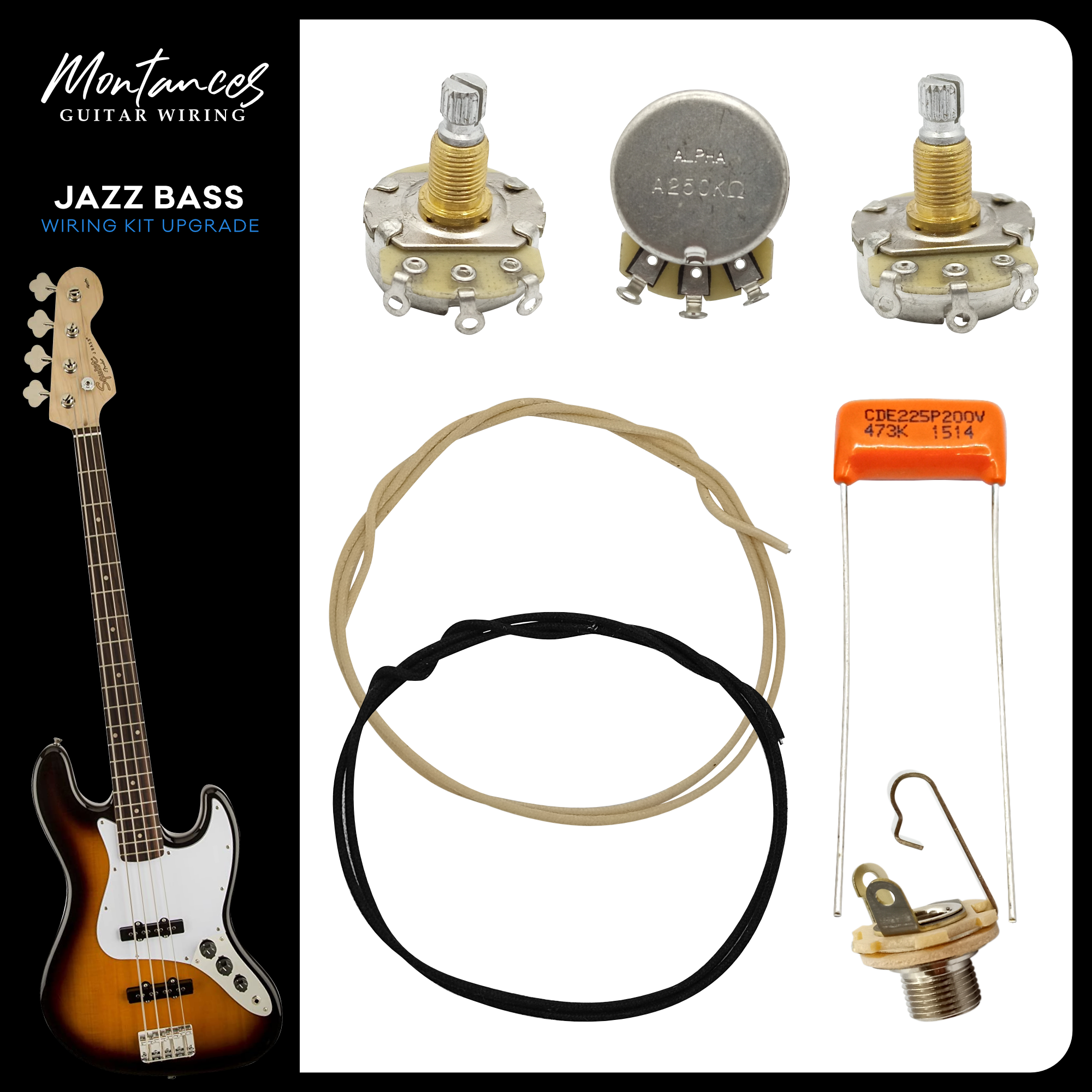 Jazz Bass Wiring Kit (Metric Size)