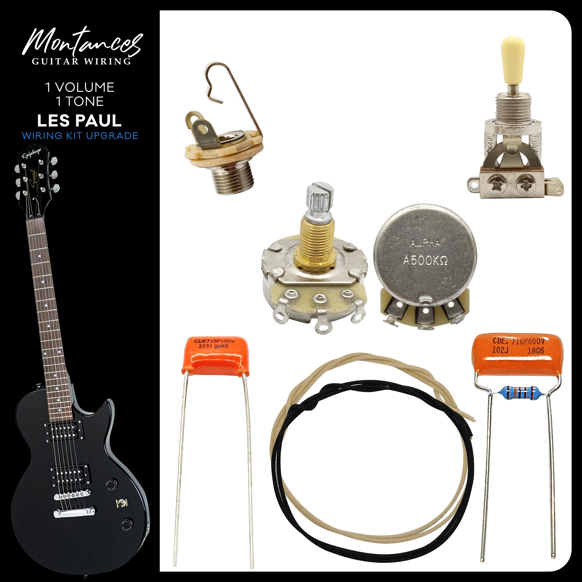 Les Paul Guitar Wiring Kit (Metric Size)