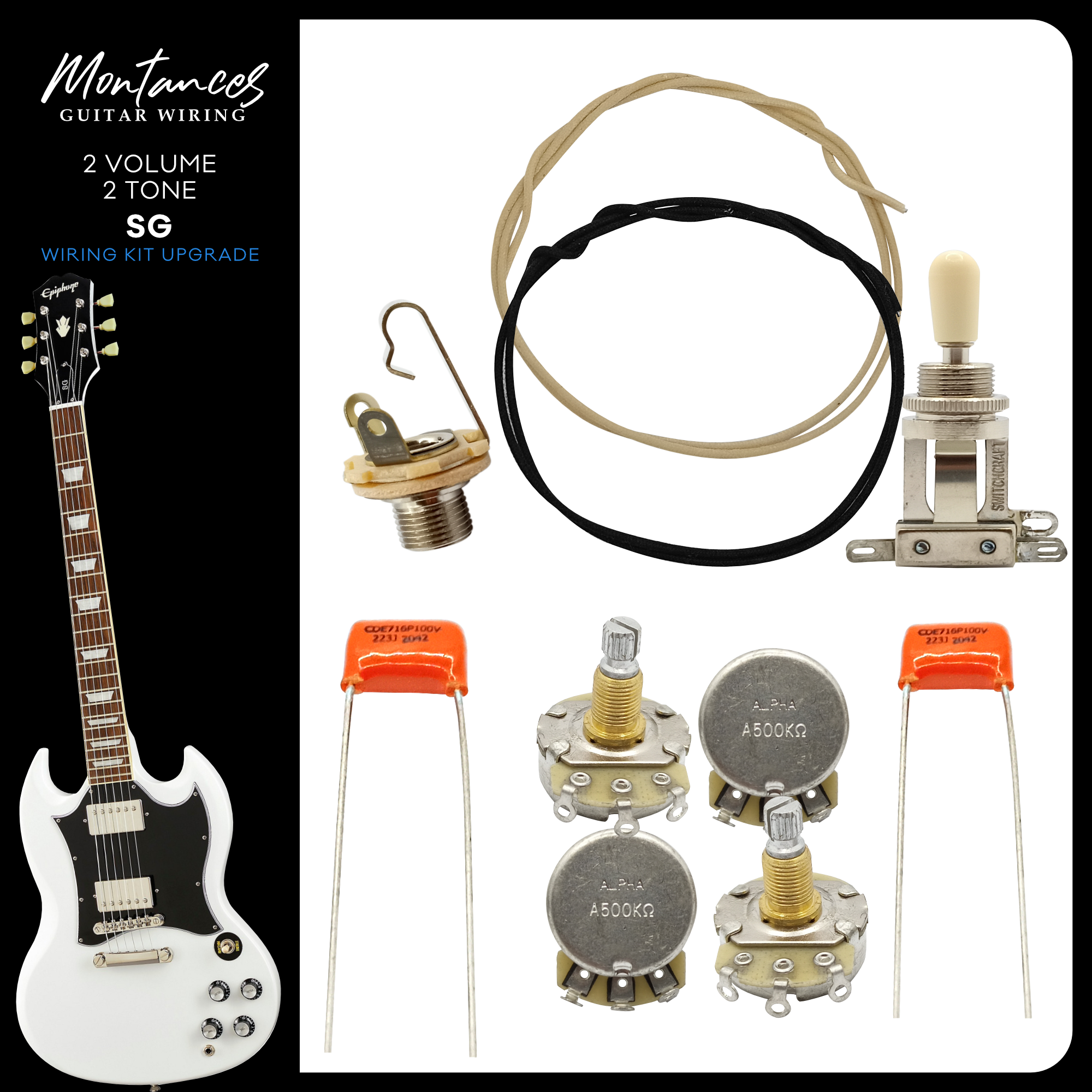 SG Style Guitar Wiring Kit Metric Size