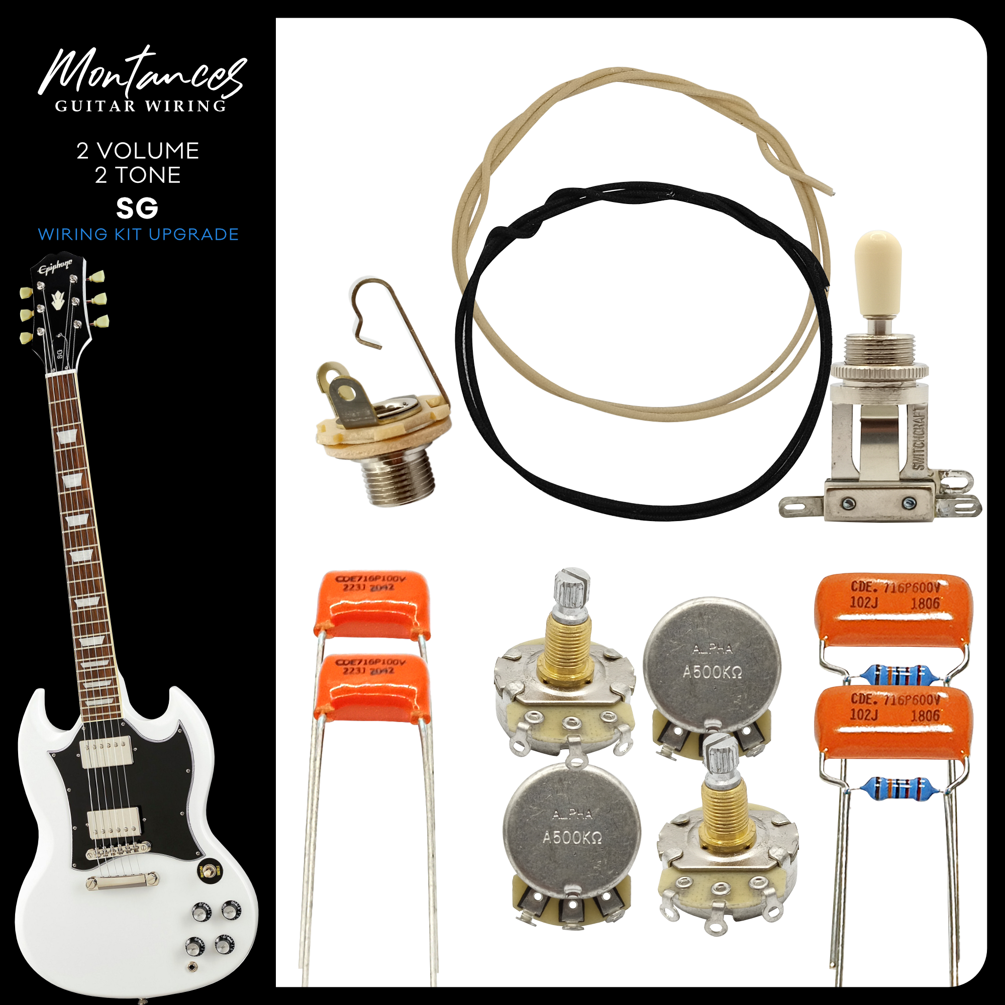 SG Style Guitar Wiring Kit (Metric Size)