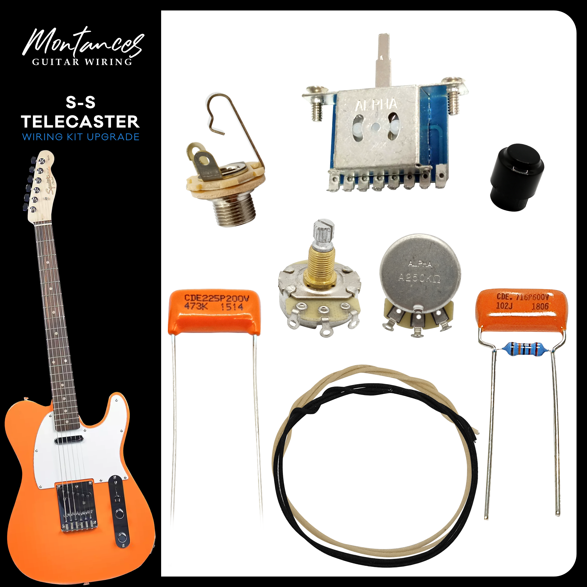 Tele Guitar Wiring Kit SS (Metric Size)